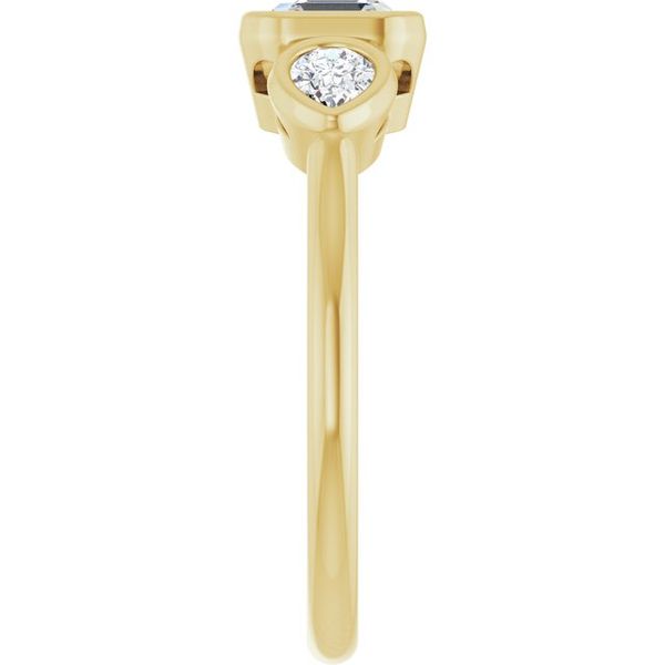 Bezel-Set Three-Stone Engagement Ring Image 4 The Diamond Ring Co San Jose, CA