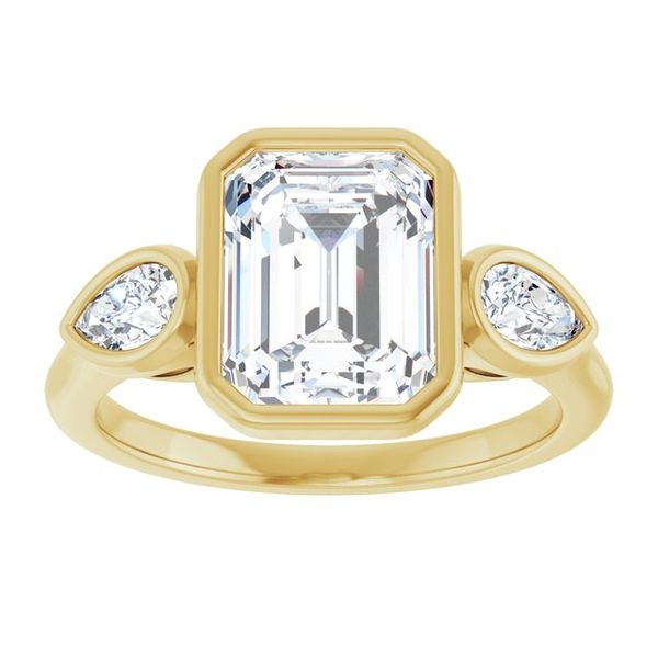Bezel-Set Three-Stone Engagement Ring Image 3 Waddington Jewelers Bowling Green, OH