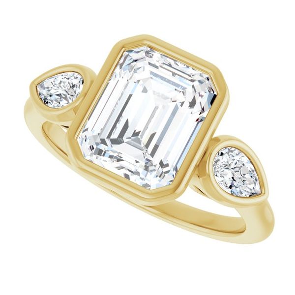 Bezel-Set Three-Stone Engagement Ring Image 5 Waddington Jewelers Bowling Green, OH