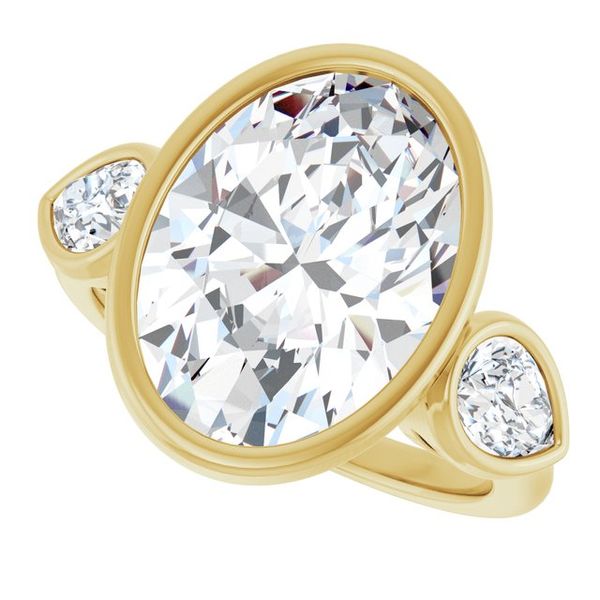 Bezel-Set Three-Stone Engagement Ring Image 5 Designer Jewelers Westborough, MA