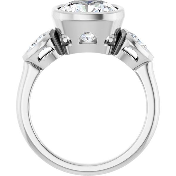 Bezel-Set Three-Stone Engagement Ring Image 2 The Diamond Ring Co San Jose, CA