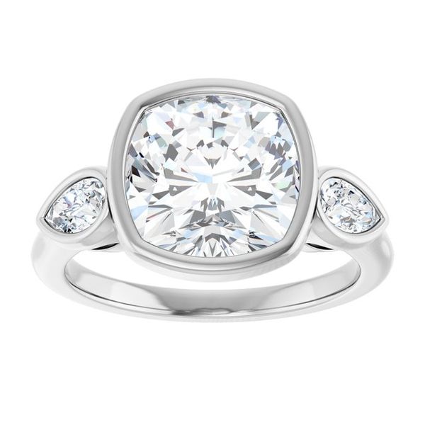 Bezel-Set Three-Stone Engagement Ring Image 3 The Diamond Ring Co San Jose, CA