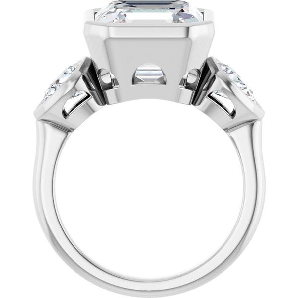 Bezel-Set Three-Stone Engagement Ring Image 2 The Diamond Ring Co San Jose, CA