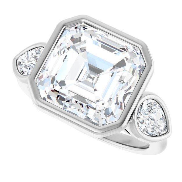 Bezel-Set Three-Stone Engagement Ring Image 5 The Diamond Ring Co San Jose, CA