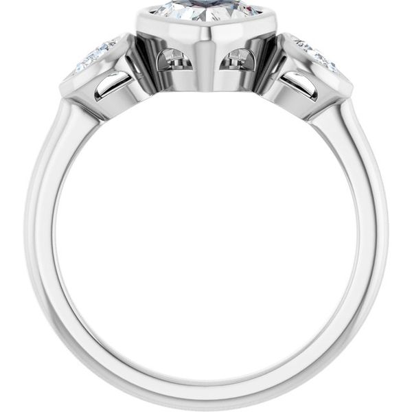 Bezel-Set Three-Stone Engagement Ring Image 2 The Diamond Ring Co San Jose, CA