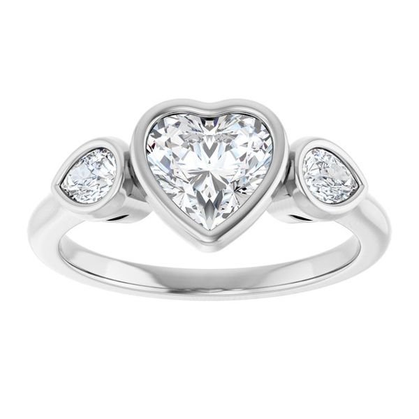 Bezel-Set Three-Stone Engagement Ring Image 3 The Diamond Ring Co San Jose, CA
