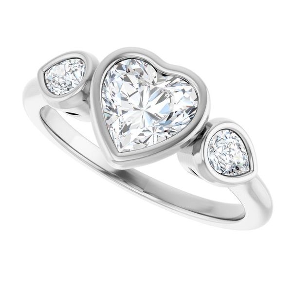Bezel-Set Three-Stone Engagement Ring Image 5 The Diamond Ring Co San Jose, CA