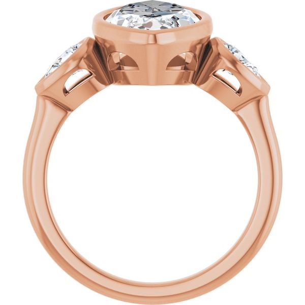 Bezel-Set Three-Stone Engagement Ring Image 2 Colonial Jewelers of Easton Easton, MD
