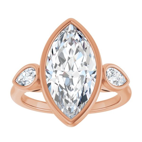 Bezel-Set Three-Stone Engagement Ring Image 3 Colonial Jewelers of Easton Easton, MD