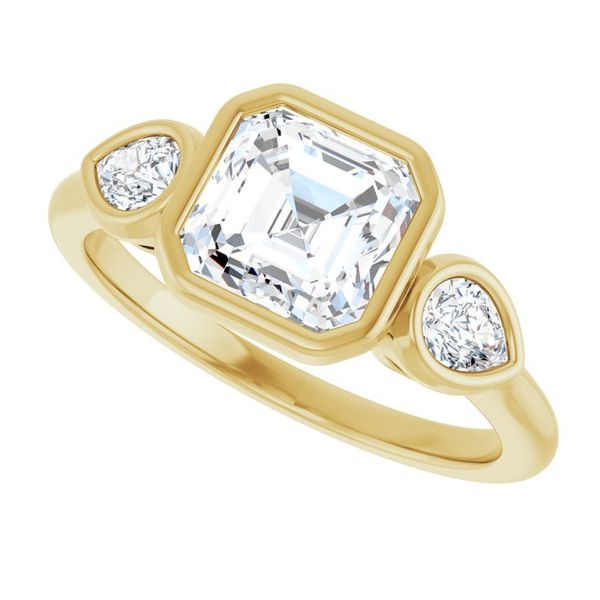 Bezel-Set Three-Stone Engagement Ring Image 5 Waddington Jewelers Bowling Green, OH