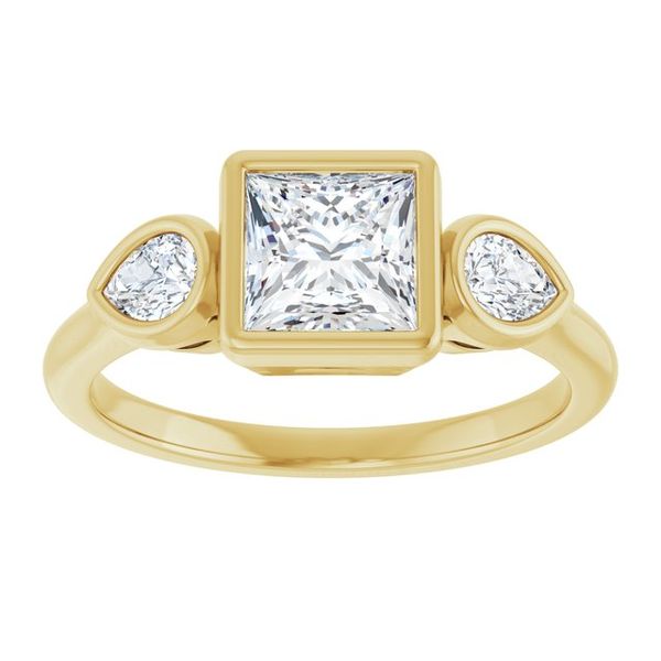 Bezel-Set Three-Stone Engagement Ring Image 3 Waddington Jewelers Bowling Green, OH