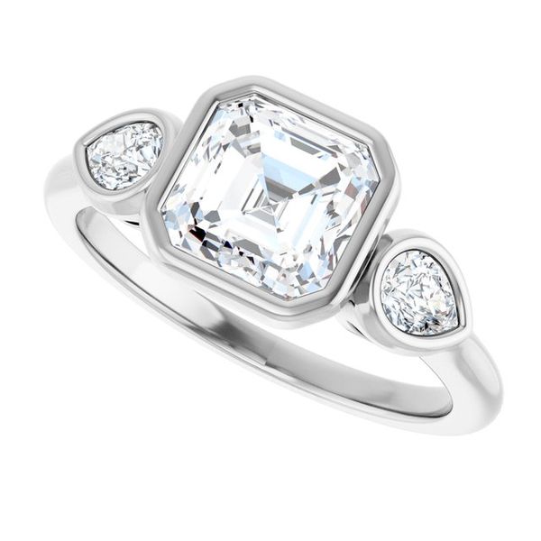 Bezel-Set Three-Stone Engagement Ring Image 5 Waddington Jewelers Bowling Green, OH
