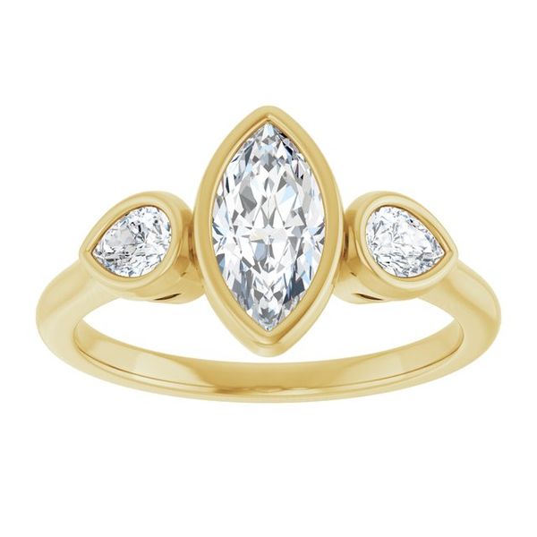 Bezel-Set Three-Stone Engagement Ring Image 3 Waddington Jewelers Bowling Green, OH