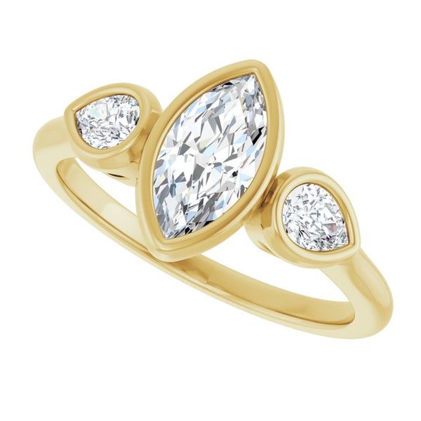 Bezel-Set Three-Stone Engagement Ring Image 5 Waddington Jewelers Bowling Green, OH