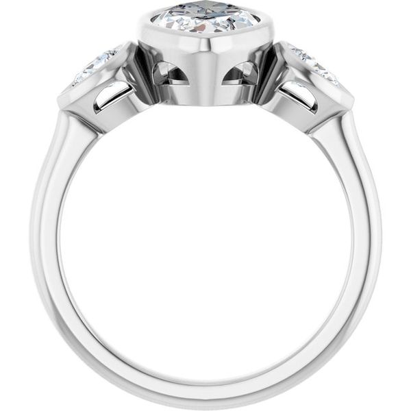 Bezel-Set Three-Stone Engagement Ring Image 2 Colonial Jewelers of Easton Easton, MD