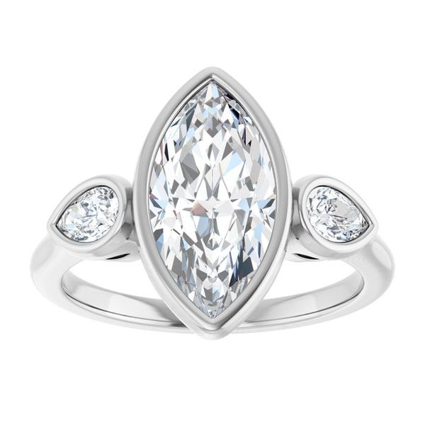 Bezel-Set Three-Stone Engagement Ring Image 3 Colonial Jewelers of Easton Easton, MD