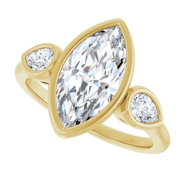 Bezel-Set Three-Stone Engagement Ring Image 5 Blue Water Jewelers Saint Augustine, FL