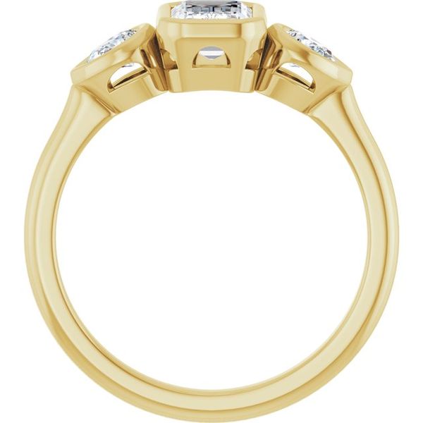 Bezel-Set Three-Stone Engagement Ring Image 2 Colonial Jewelers of Easton Easton, MD