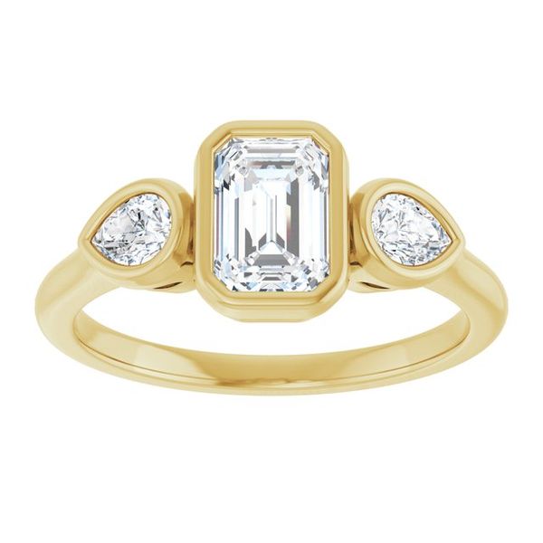 Bezel-Set Three-Stone Engagement Ring Image 3 Colonial Jewelers of Easton Easton, MD