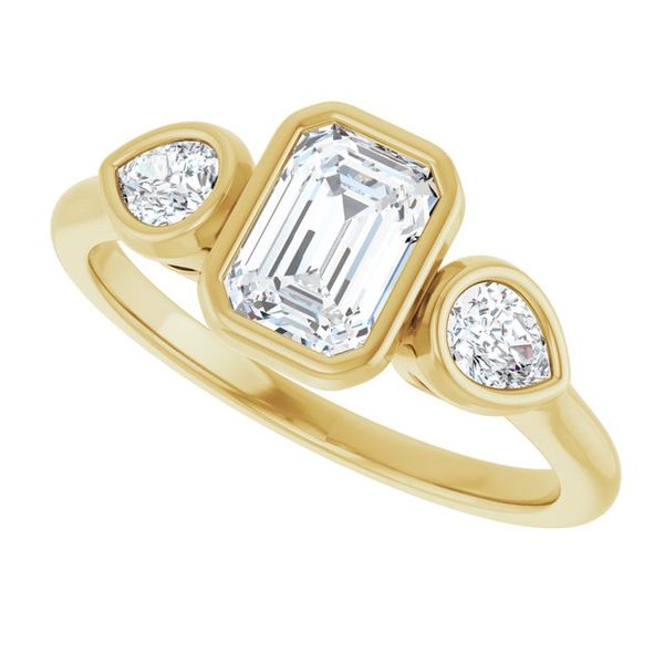 Bezel-Set Three-Stone Engagement Ring Image 5 Colonial Jewelers of Easton Easton, MD