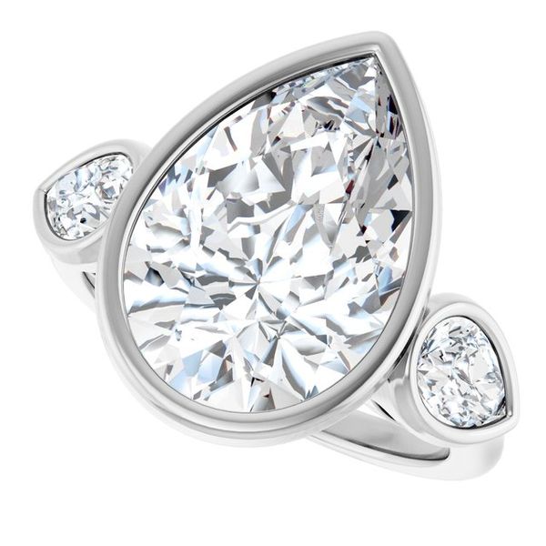 Bezel-Set Three-Stone Engagement Ring Image 5 Leitzel's Jewelry Myerstown, PA