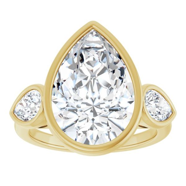 Bezel-Set Three-Stone Engagement Ring Image 3 Vulcan's Forge LLC KANSAS CITY, MO