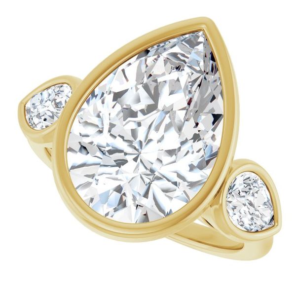 Bezel-Set Three-Stone Engagement Ring Image 5 Vulcan's Forge LLC KANSAS CITY, MO