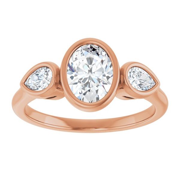 Bezel-Set Three-Stone Engagement Ring Image 3 Vulcan's Forge LLC KANSAS CITY, MO