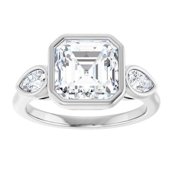 Bezel-Set Three-Stone Engagement Ring Image 3 The Diamond Ring Co San Jose, CA