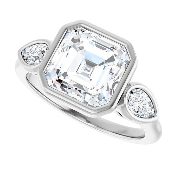 Bezel-Set Three-Stone Engagement Ring Image 5 The Diamond Ring Co San Jose, CA