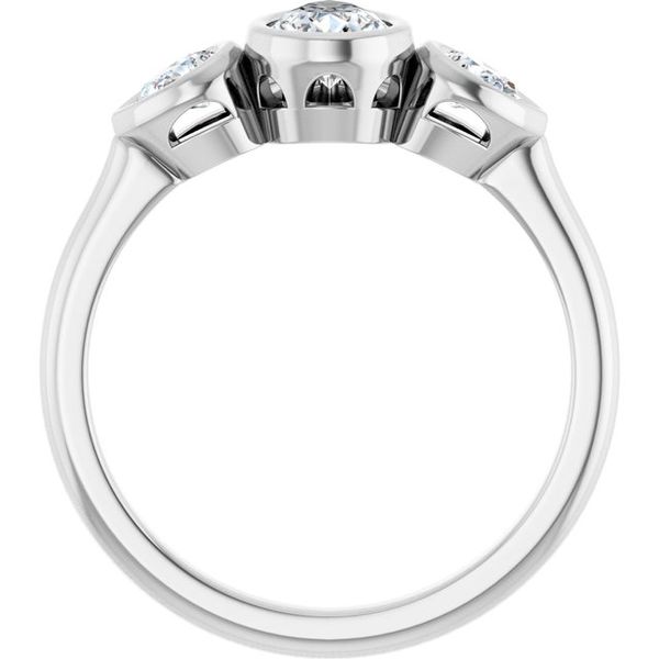 Bezel-Set Three-Stone Engagement Ring Image 2 Colonial Jewelers of Easton Easton, MD