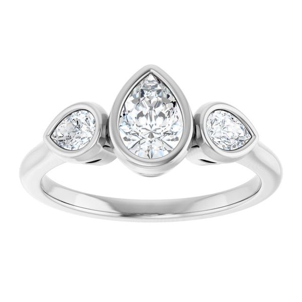 Bezel-Set Three-Stone Engagement Ring Image 3 Colonial Jewelers of Easton Easton, MD