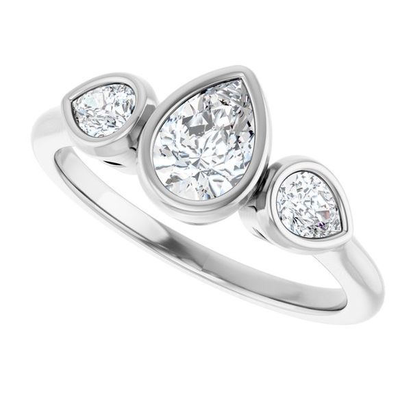 Bezel-Set Three-Stone Engagement Ring Image 5 Colonial Jewelers of Easton Easton, MD