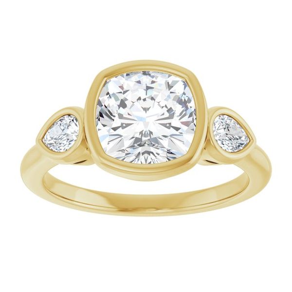 Bezel-Set Three-Stone Engagement Ring Image 3 Colonial Jewelers of Easton Easton, MD