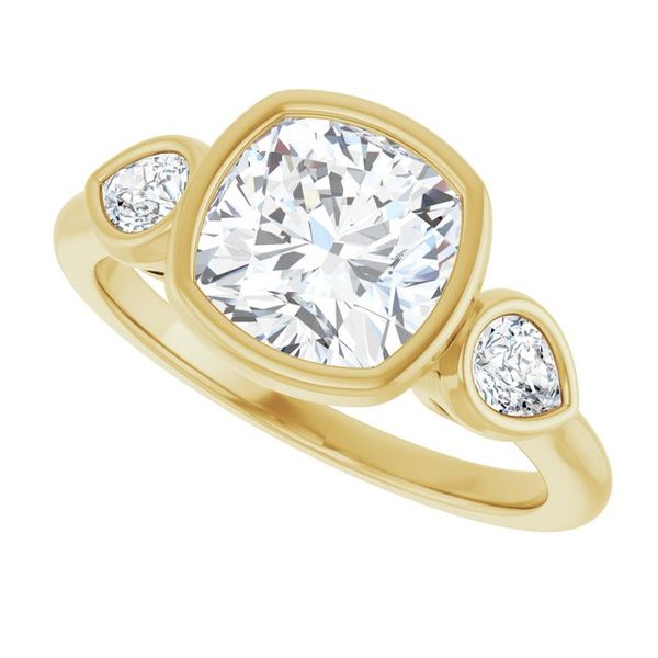 Bezel-Set Three-Stone Engagement Ring Image 5 Colonial Jewelers of Easton Easton, MD