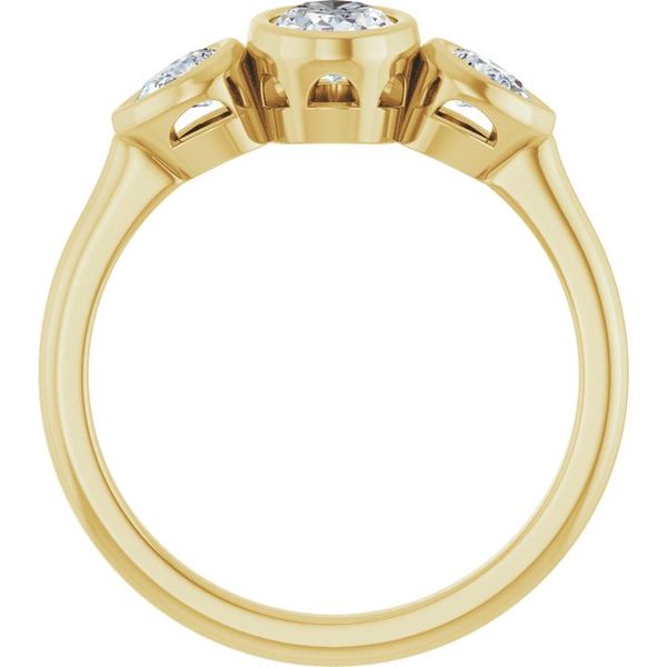 Bezel-Set Three-Stone Engagement Ring Image 2 Colonial Jewelers of Easton Easton, MD
