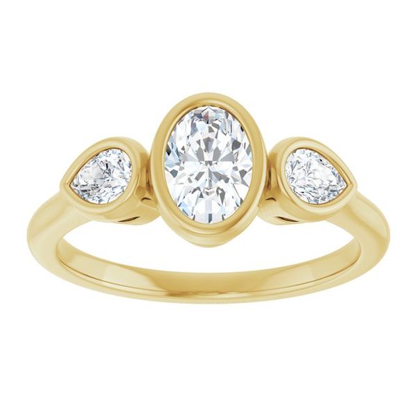 Bezel-Set Three-Stone Engagement Ring Image 3 Colonial Jewelers of Easton Easton, MD