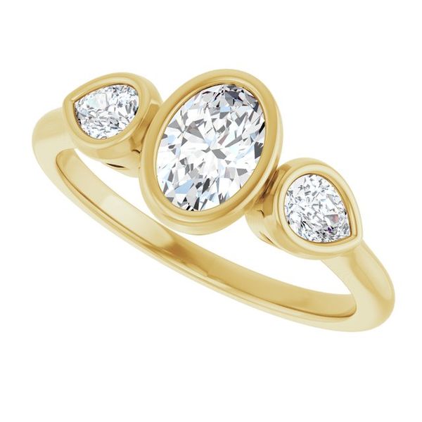Bezel-Set Three-Stone Engagement Ring Image 5 Colonial Jewelers of Easton Easton, MD