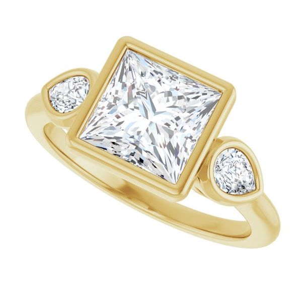 Bezel-Set Three-Stone Engagement Ring Image 5 Blue Water Jewelers Saint Augustine, FL