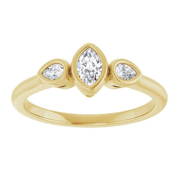Bezel-Set Three-Stone Engagement Ring Image 3 Leitzel's Jewelry Myerstown, PA