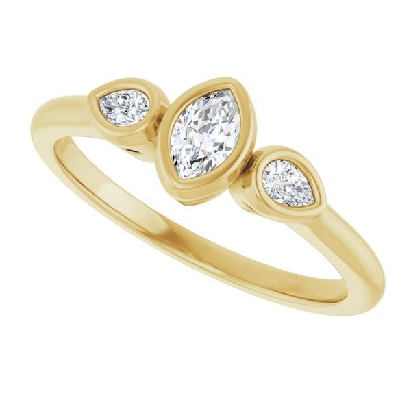 Bezel-Set Three-Stone Engagement Ring Image 5 Leitzel's Jewelry Myerstown, PA