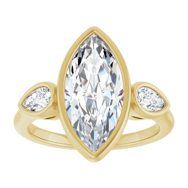 Bezel-Set Three-Stone Engagement Ring Image 3 Waddington Jewelers Bowling Green, OH