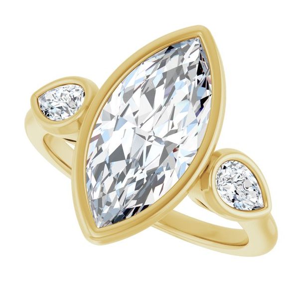 Bezel-Set Three-Stone Engagement Ring Image 5 Waddington Jewelers Bowling Green, OH