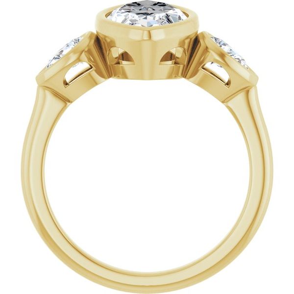 Bezel-Set Three-Stone Engagement Ring Image 2 Waddington Jewelers Bowling Green, OH