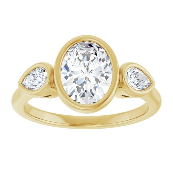 Bezel-Set Three-Stone Engagement Ring Image 3 Waddington Jewelers Bowling Green, OH