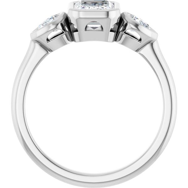 Bezel-Set Three-Stone Engagement Ring Image 2 Colonial Jewelers of Easton Easton, MD