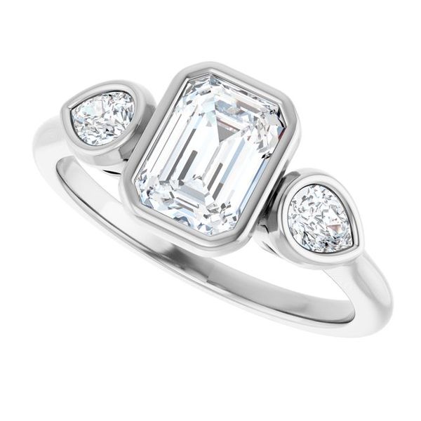 Bezel-Set Three-Stone Engagement Ring Image 5 Colonial Jewelers of Easton Easton, MD