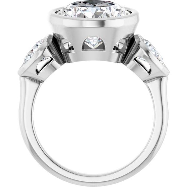 Bezel-Set Three-Stone Engagement Ring Image 2 Colonial Jewelers of Easton Easton, MD