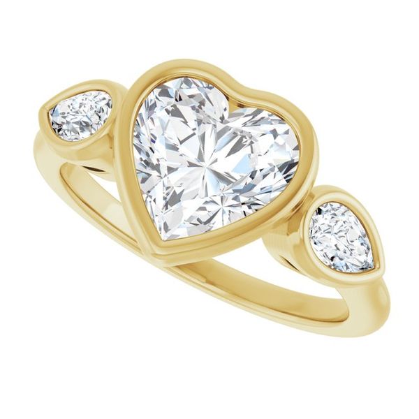 Bezel-Set Three-Stone Engagement Ring Image 5 The Diamond Ring Co San Jose, CA