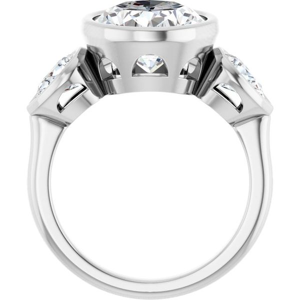 Bezel-Set Three-Stone Engagement Ring Image 2 Colonial Jewelers of Easton Easton, MD